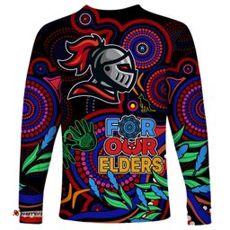 Knights Rugby Aboriginal Art Long Sleeve T-shirt NAIDOC Indigenous Tribal
