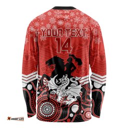 Custom Dragons Rugby Christmas Long Sleeve T-shirt Merry Xmas Mix Aboriginal Art