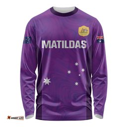 Custom Australia Soccer Long Sleeve T-shirt Matildas Go Champions Purple