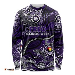 Custom NAIDOC Week 2024 Freo Long Sleeve T-shirt Aboriginal Animals Keep The Fire Burning