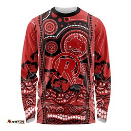 Custom Melbourne Renegades Cricket Long Sleeve T-shirt Happy Australia Day Aboriginal Art
