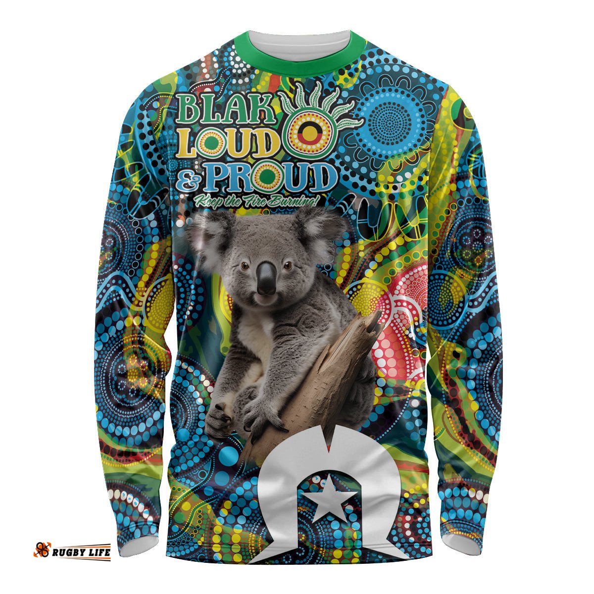Personalised Vivid Minimal Koala Long Sleeve T-shirt NAIDOC 2024 Aboriginal Art Style No2