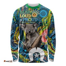 Personalised Vivid Minimal Koala Long Sleeve T-shirt NAIDOC 2024 Aboriginal Art Style No2
