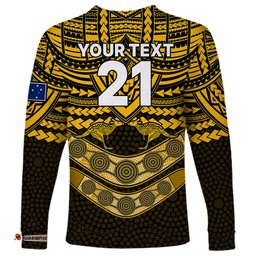 Custom Matildas Soccer Long Sleeve T-shirt Polynesian and Aboriginal Gold