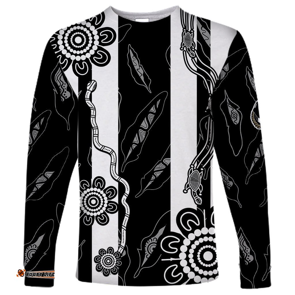 Collingwood Football Long Sleeve T-shirt Proud To Be Magpies Aboriginal Version
