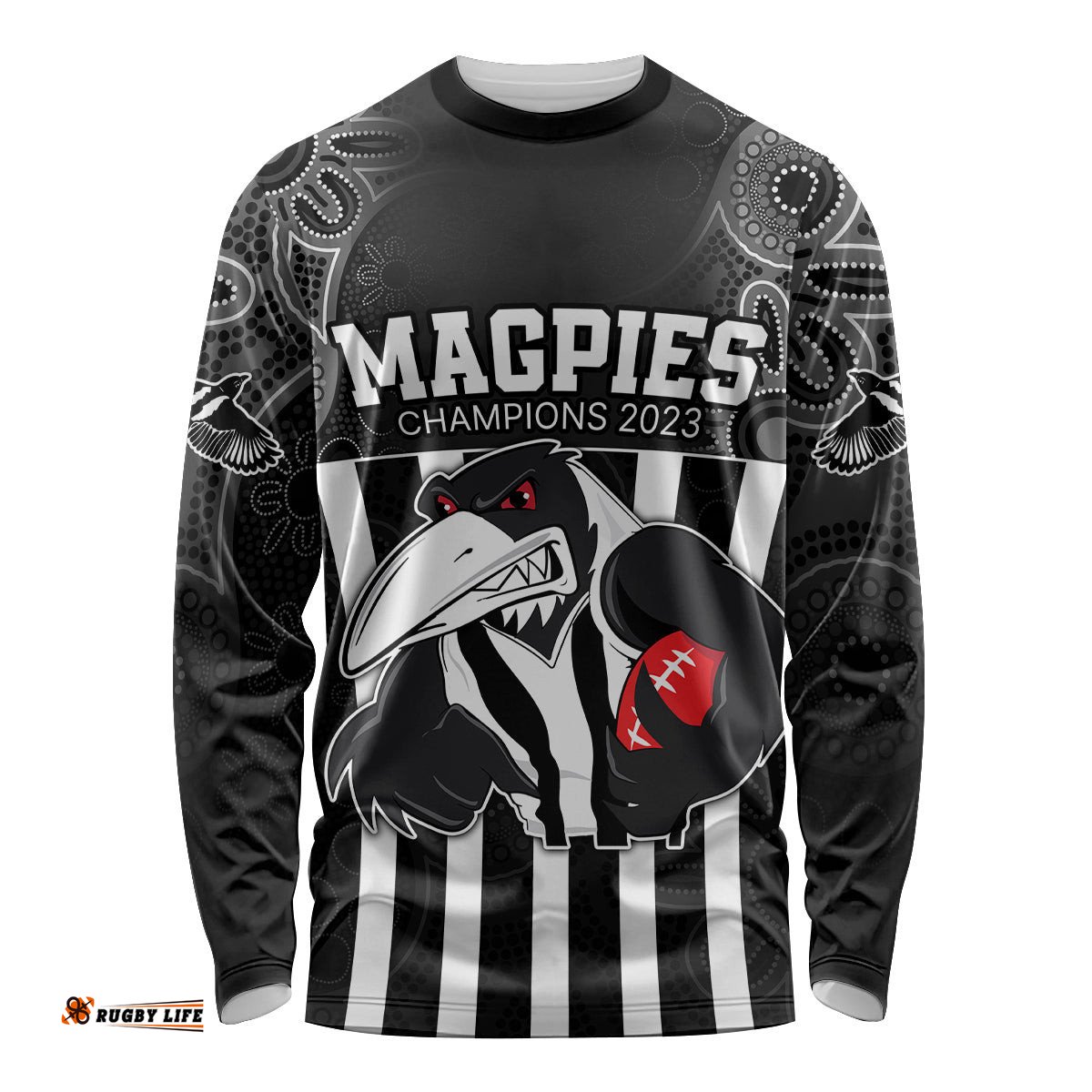 Custom AFL Magpies Champions Long Sleeve T-shirt Proud Collingwood Aboriginal