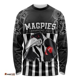 Custom AFL Magpies Champions Long Sleeve T-shirt Proud Collingwood Aboriginal