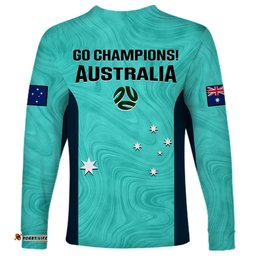 Australia Soccer Long Sleeve T-shirt Turquoise Matildas World Cup Go Champions