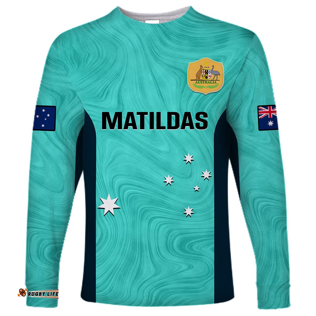 Australia Soccer Long Sleeve T-shirt Turquoise Matildas World Cup Go Champions