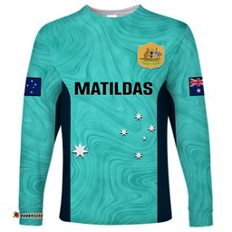 Australia Soccer Long Sleeve T-shirt Turquoise Matildas World Cup Go Champions