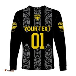 Custom Personalised Wellington Phoenix The Nix Maori Long Sleeve T-shirt Soccer Club Original Style Black