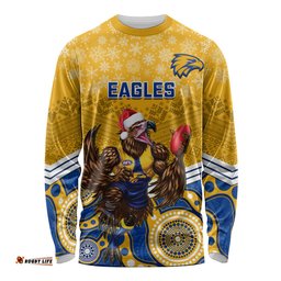Custom Eagles Football Christmas Long Sleeve T-shirt Merry Xmas Mix Aboriginal Art