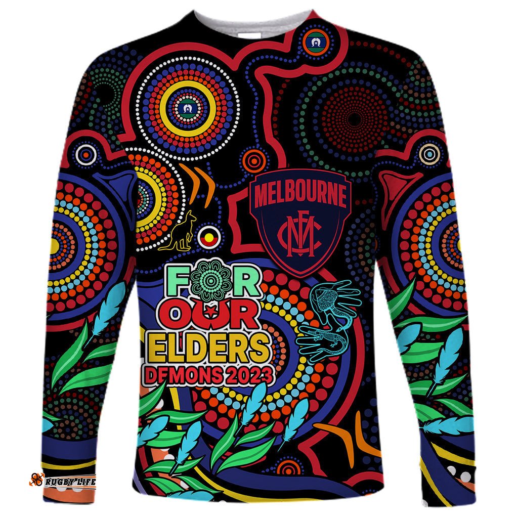 Custom Demons Football Aboriginal Art Long Sleeve T-shirt NAIDOC Indigenous Tribal