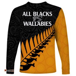 Australia Wallabies and Aotearoa Rugby Long Sleeve T-shirt Kangaroo Black Fern Maori Gold
