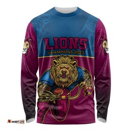 Custom AFL Lions Champions Long Sleeve T-shirt Proud Brisbane Aboriginal