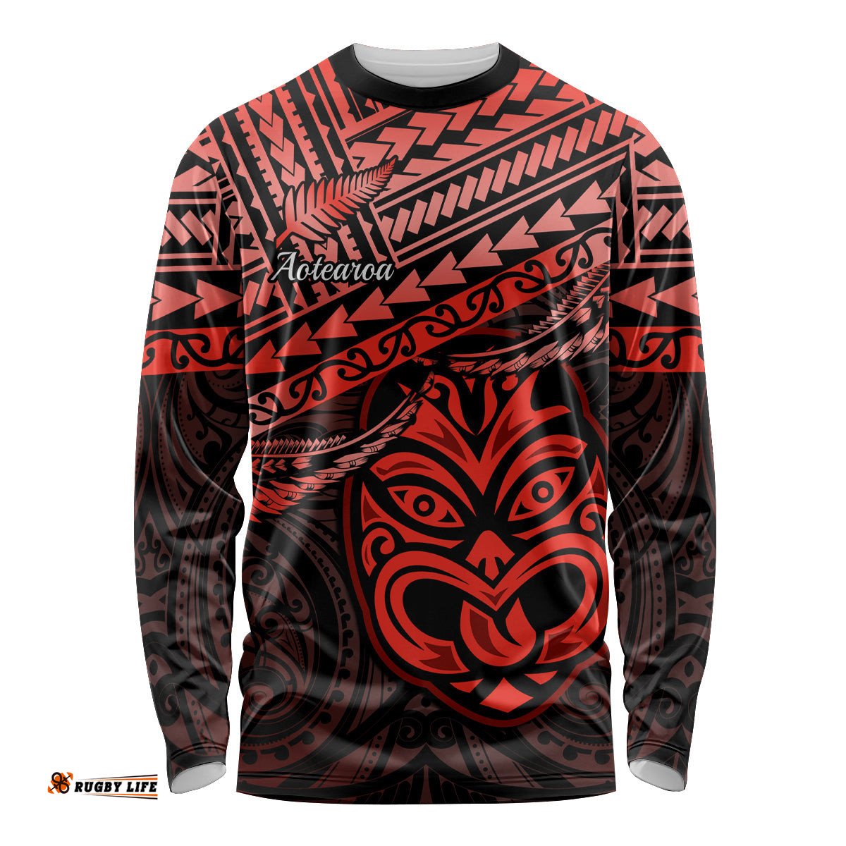 Personalised Matariki New Zealand Long Sleeve T-shirt Maori New Year Tiki Red Version