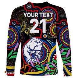 Custom Bulldogs Football Aboriginal Art Long Sleeve T-shirt NAIDOC Indigenous Tribal