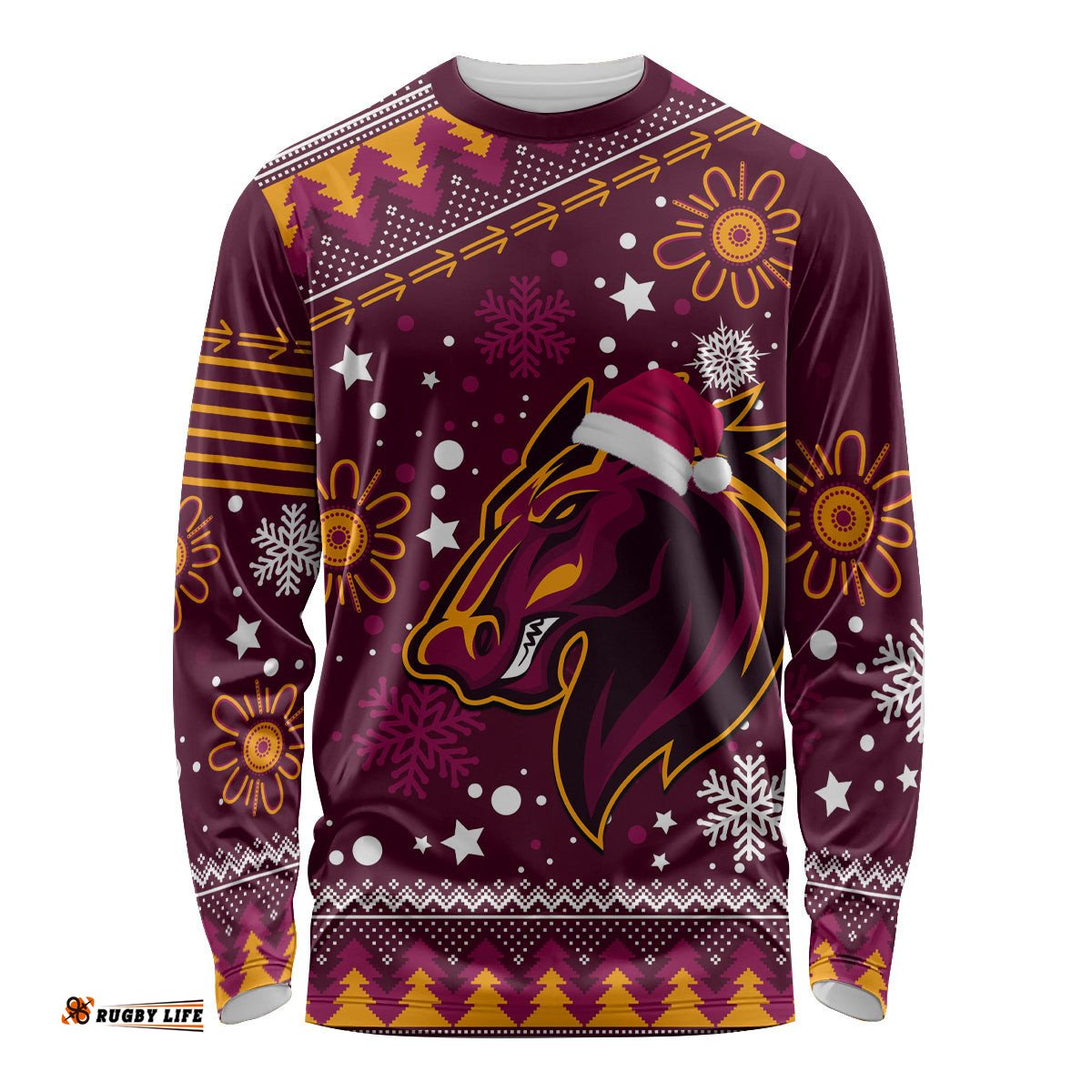 Broncos Rugby Long Sleeve T-shirt Heart Of All Queenland Christmas Unique