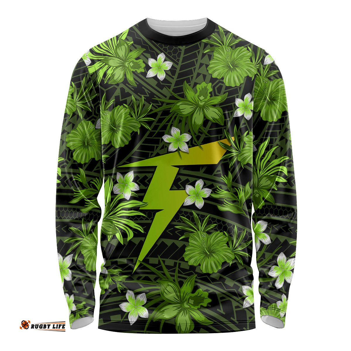 Australian Thunder Cricket Long Sleeve T-shirt Baeuty Pacific Hibiscus and Polynesian Pattern