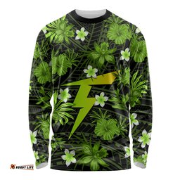 Australian Thunder Cricket Long Sleeve T-shirt Baeuty Pacific Hibiscus and Polynesian Pattern