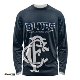 Custom AFL Blues Champions Long Sleeve T-shirt Proud Carlton Aboriginal