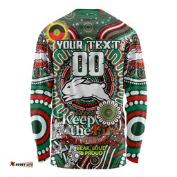 Custom NAIDOC Week 2024 Rabbitohs Long Sleeve T-shirt Mascot Rugby