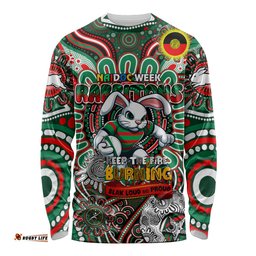 Custom NAIDOC Week 2024 Rabbitohs Long Sleeve T-shirt Mascot Rugby