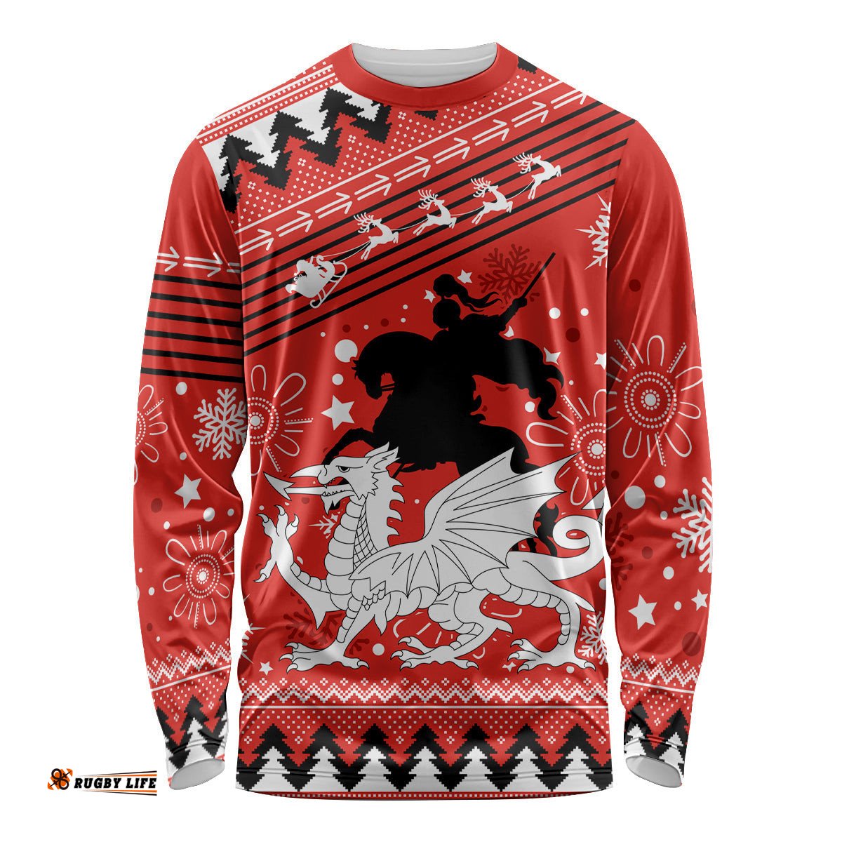 Custom Dragons Rugby Long Sleeve T-shirt Chirstmas 2023