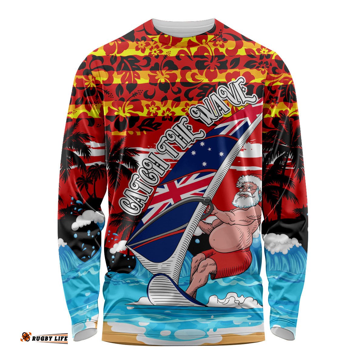Australia Surfing Christmas Long Sleeve T-shirt Catch The Wave