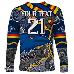 Custom Text And Number The Crows Football Long Sleeve T-shirt Adelaide Be Unique Aboriginal Dots