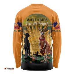 Australia Wallabies Rugby ANZAC Day Long Sleeve T-shirt 2024 Lest We Forget
