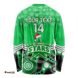Custom Melbourne Stars Cricket Christmas Long Sleeve T-shirt Merry Xmas Indigenous Art