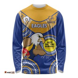 Custom AFL Eagles NAIDOC Week Long Sleeve T-shirt Keep The Fire Burning Indigenous Art