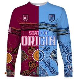 Blues and Maroons Rugby Long Sleeve T-shirt State of Origin NSW Combine Queensland Aboriginal 2023
