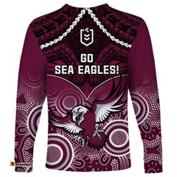 Sea Eagles Rugby Long Sleeve T-shirt Aboriginal Mix Polynesian Pattern