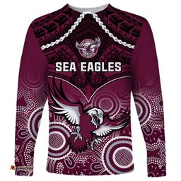 Sea Eagles Rugby Long Sleeve T-shirt Aboriginal Mix Polynesian Pattern