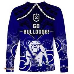Bulldogs Rugby Long Sleeve T-shirt Go Doggies Aboriginal Mix Polynesian Pattern