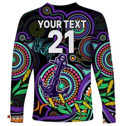 Custom Dockers Football Aboriginal Art Long Sleeve T-shirt NAIDOC Indigenous Tribal