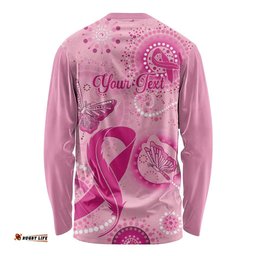 Personalised Australia Indigenous Long Sleeve T-shirt Breast Cancer Ribbon Think Pink Pink Version