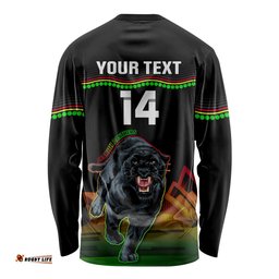 Custom Australia Day Panthers Long Sleeve T-shirt NRL 2024 Sydney Opera House With Map Black