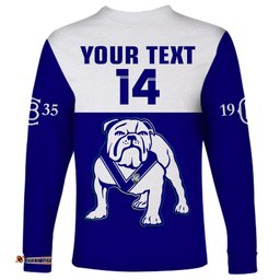Custom Text And Number Bulldogs Rugby Long Sleeve T-shirt Canterbury Bankstown Go Dogs