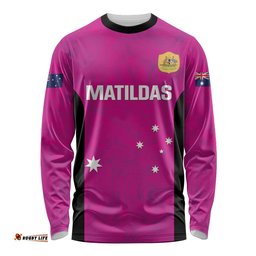 Custom Australia Soccer Long Sleeve T-shirt Matildas Go Champions Pink