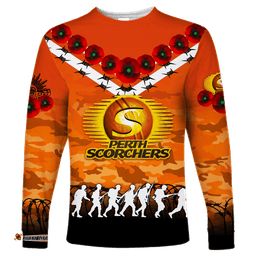 Perth Scorchers ANZAC Long Sleeve T-shirt Camouflage With Poppy