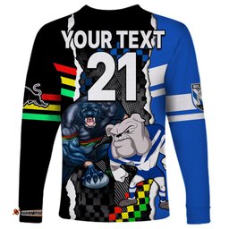 Custom NRL Combine Bulldogs and Panthers Long Sleeve T-shirt
