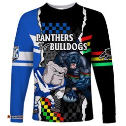 Custom NRL Combine Bulldogs and Panthers Long Sleeve T-shirt