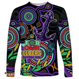 Dockers Football Aboriginal Art Long Sleeve T-shirt NAIDOC Indigenous Tribal
