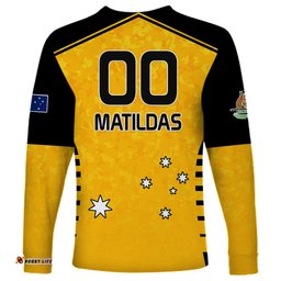 Custom Australia Soccer Long Sleeve T-shirt Matildas Socceroos Black