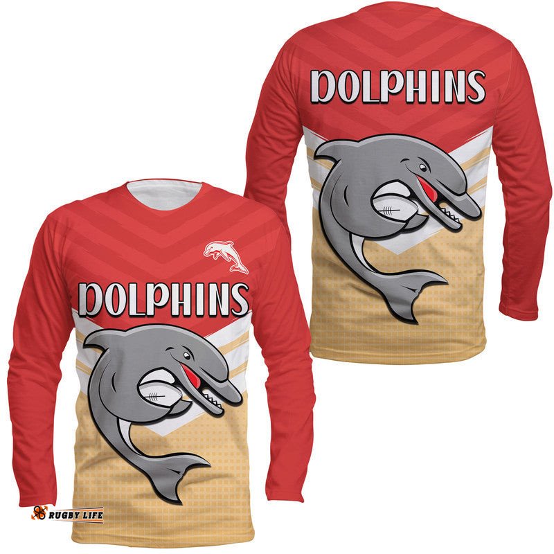 Redcliffe Dolphins Rugby Long Sleeve T-shirt Simple Style