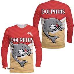 Redcliffe Dolphins Rugby Long Sleeve T-shirt Simple Style