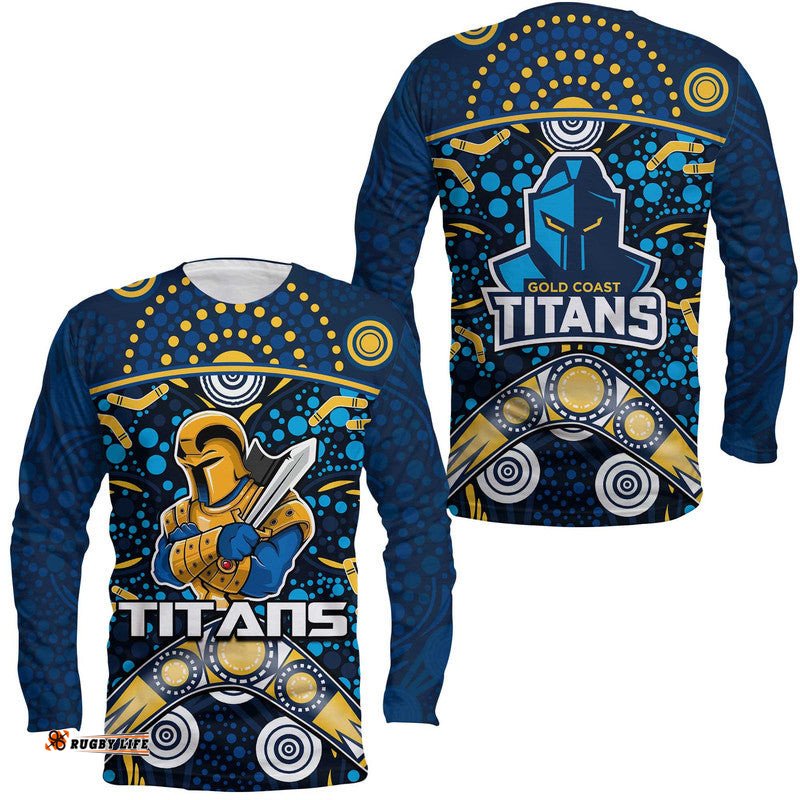 Titans Rugby Long Sleeve T-shirt Boomerang Indigenous Dots